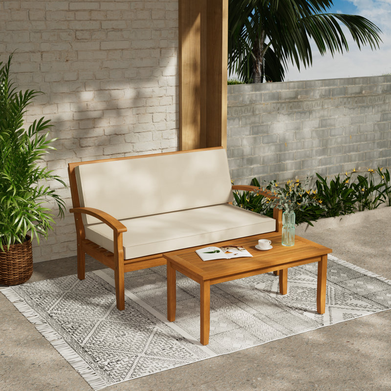 Causeuse d'extérieur avec table basse Laurent Acacia