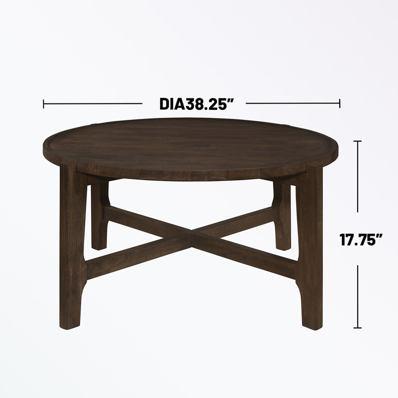 Table basse ronde en bois massif avec pieds robustes