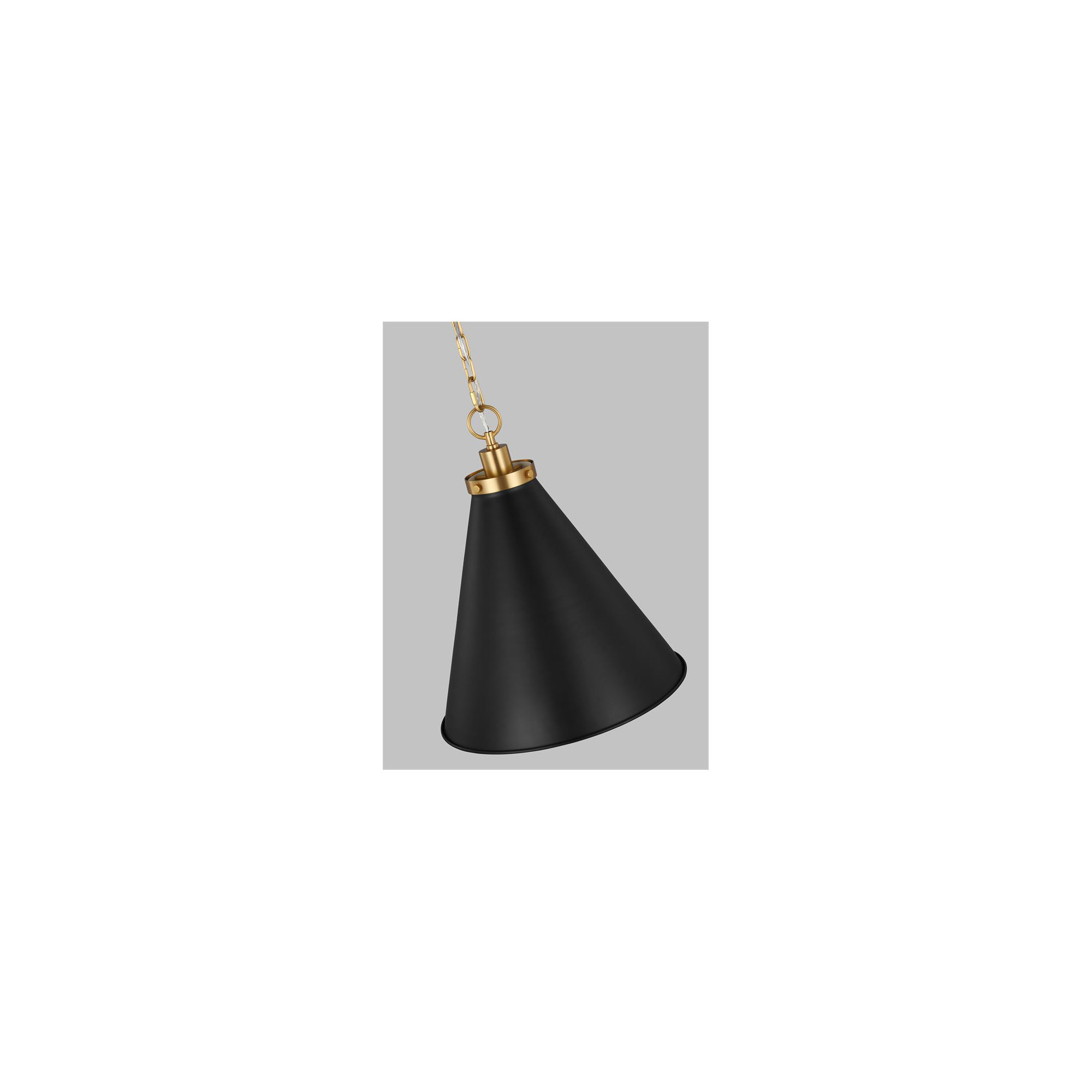 Arnell Single Light Metal Dimmable Pendant, Midnight Black, 22.625" H x 19.5" W x 19.5" D, Burnished Brass