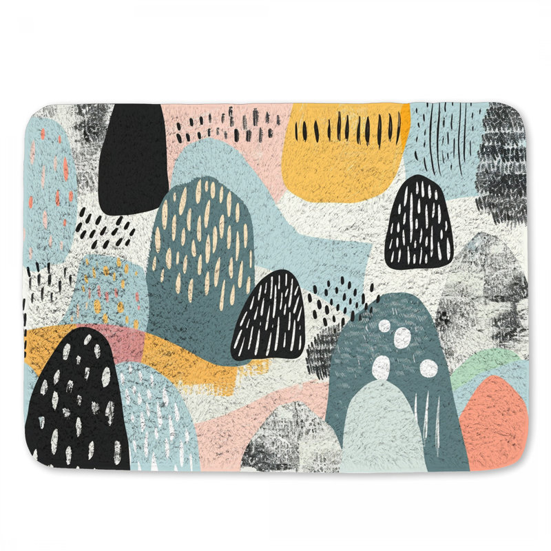 Tapis de bain abstrait à formes abstraites moderne pour salle de bain, L 34 po x l 21 po