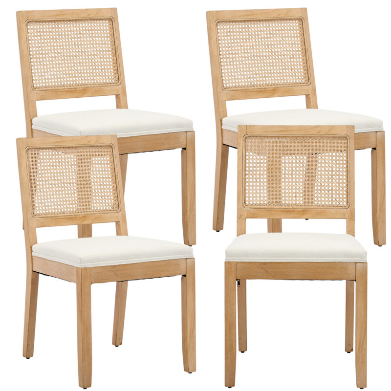 Chaises de salle à manger en rotin de style campagnard moderne Amando, Beige