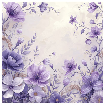 Toile tendue à motif floral mauve en plusieurs tailles