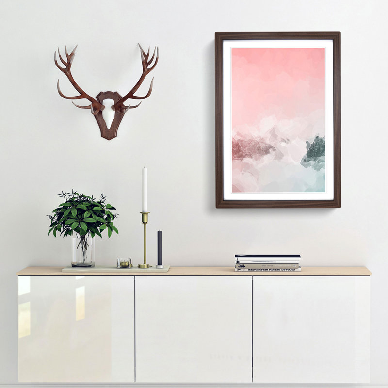 Cloudy Mountains in Abstract - Picture Frame Graphic Art Print, 65cm H x 48cm W x 2cm D, Walnut Framed