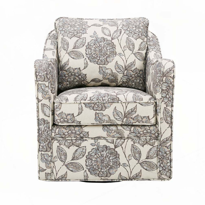 Polyester Upholstered Arm Chair with Round Base