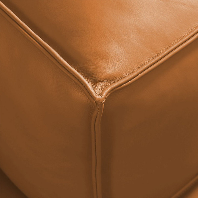 Canapé modulaire orange en cuir véritable, 28,35 po H x 94,49 po L x 37,4 po P, 3, Orange