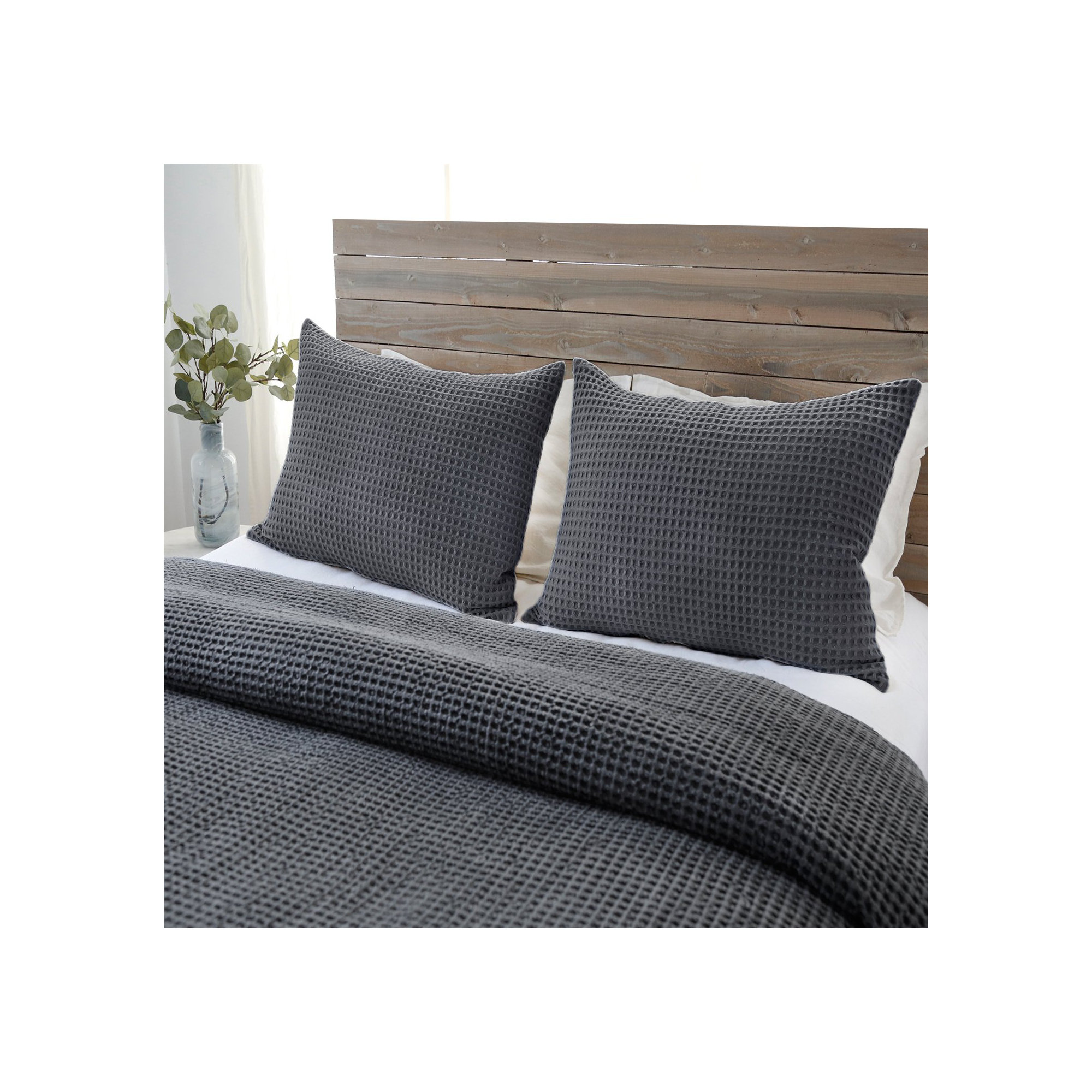 Zuma Cotton Waffle Throw Blanket, Twin, Charcoal