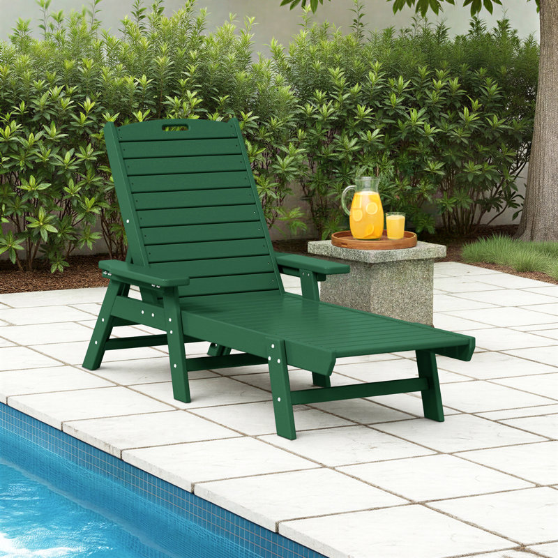 Chaise longue simple inclinable Laguna, Vert foncé
