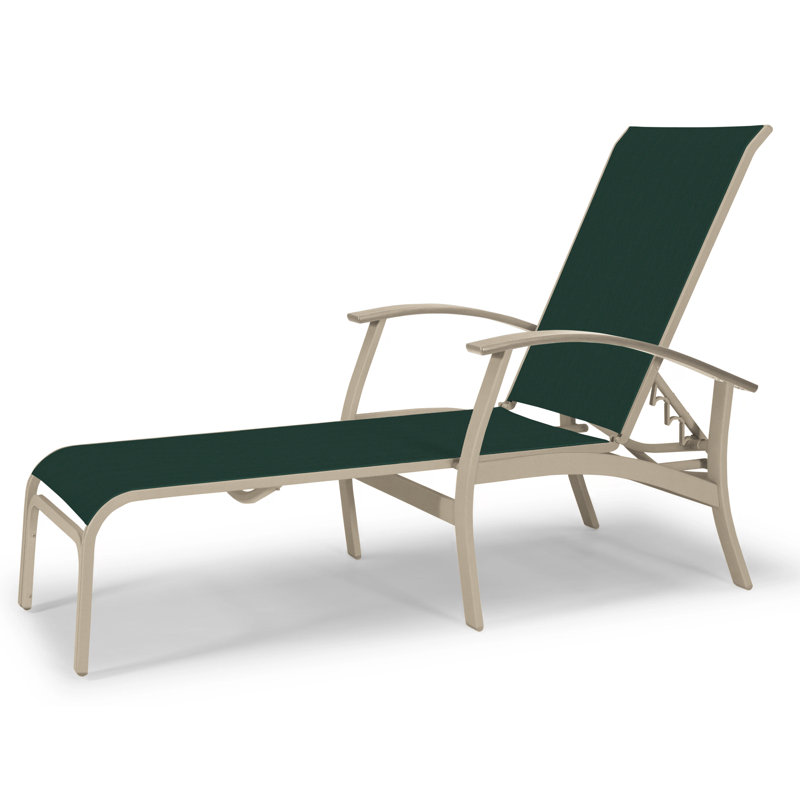 Askar Outdoor Rust-Resistant Metal Chaise Lounge, Desert P60, Forest Forest Green 22D Sunbrella®, Textured Desert