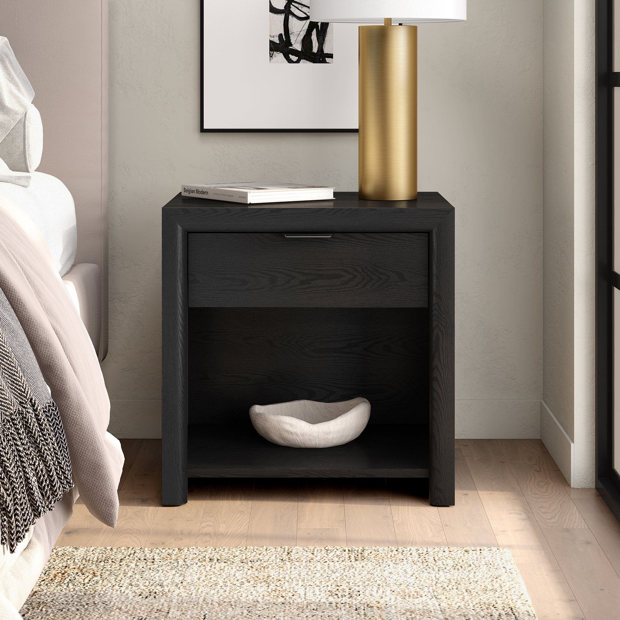 Clara 24" Rectangular Nightstand in Black Grain
