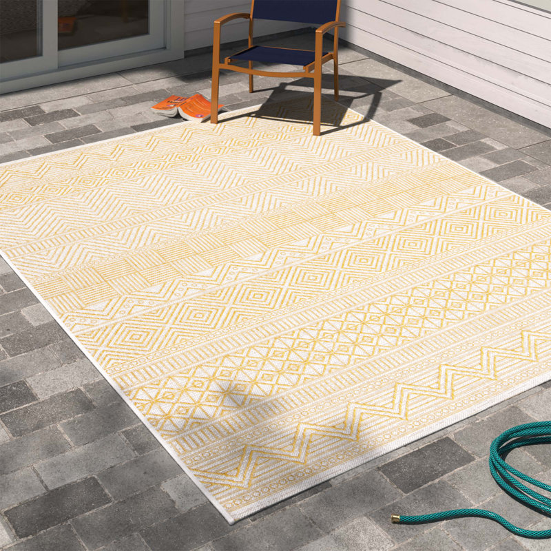 Mertens Southwestern Yellow Indoor/Outdoor Area Rug, Rectangle 8' x 10'
