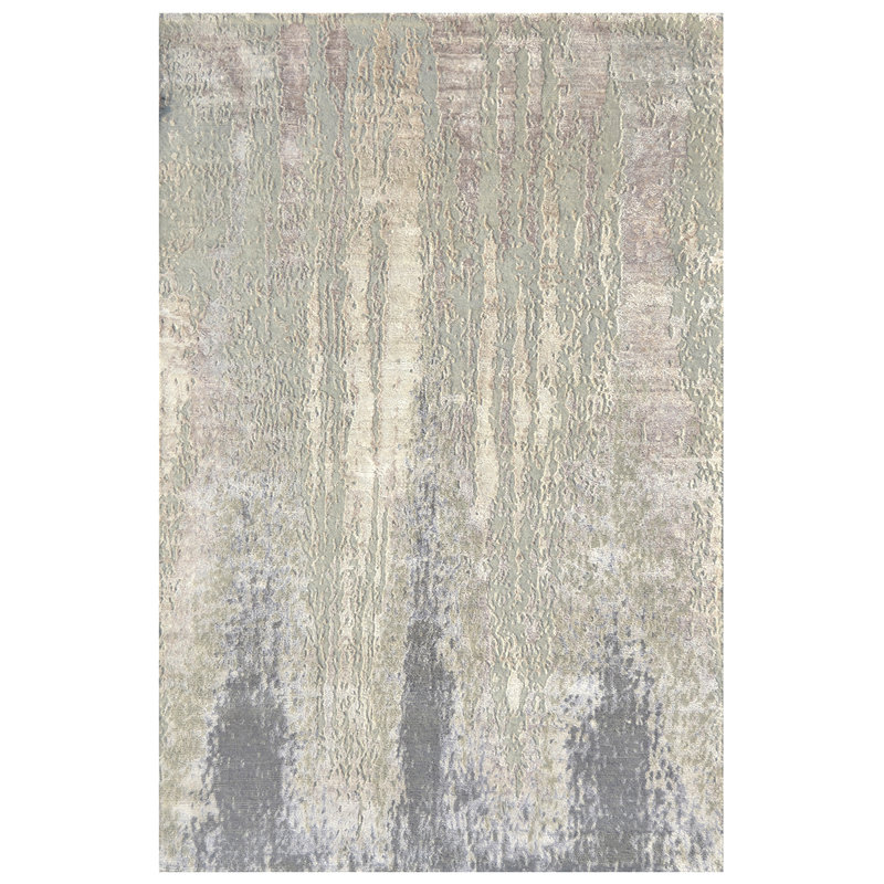 Tapis en laine noué à la main gris / beige, Rectangle 9 pi x 12 pi