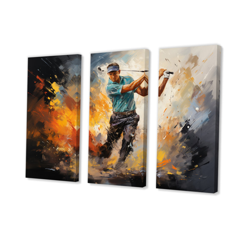 Golf Dynamic Drives II sur toile, reproduction de 3 pièces, H 28 po x l 36 po x P 1 po
