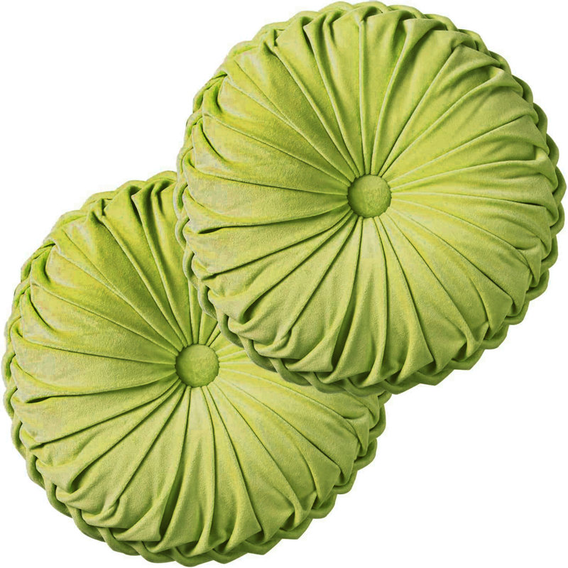 Velvet Round Throw Pillow, Apple Green