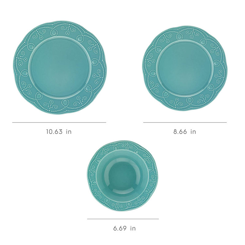 12 Pieces Dinnerware Set, Turquoise