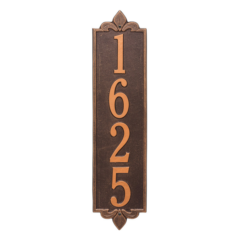 Plaque d'adresse murale personnalisée sur 4 lignes Lyon, Cuivre antique