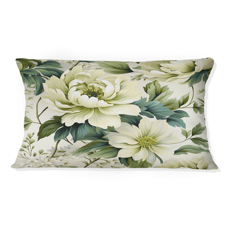 Green and White Damask Euphony - Coussin décoratif abstrait Coral Reef Multicolor Azure - coussin décoratif
