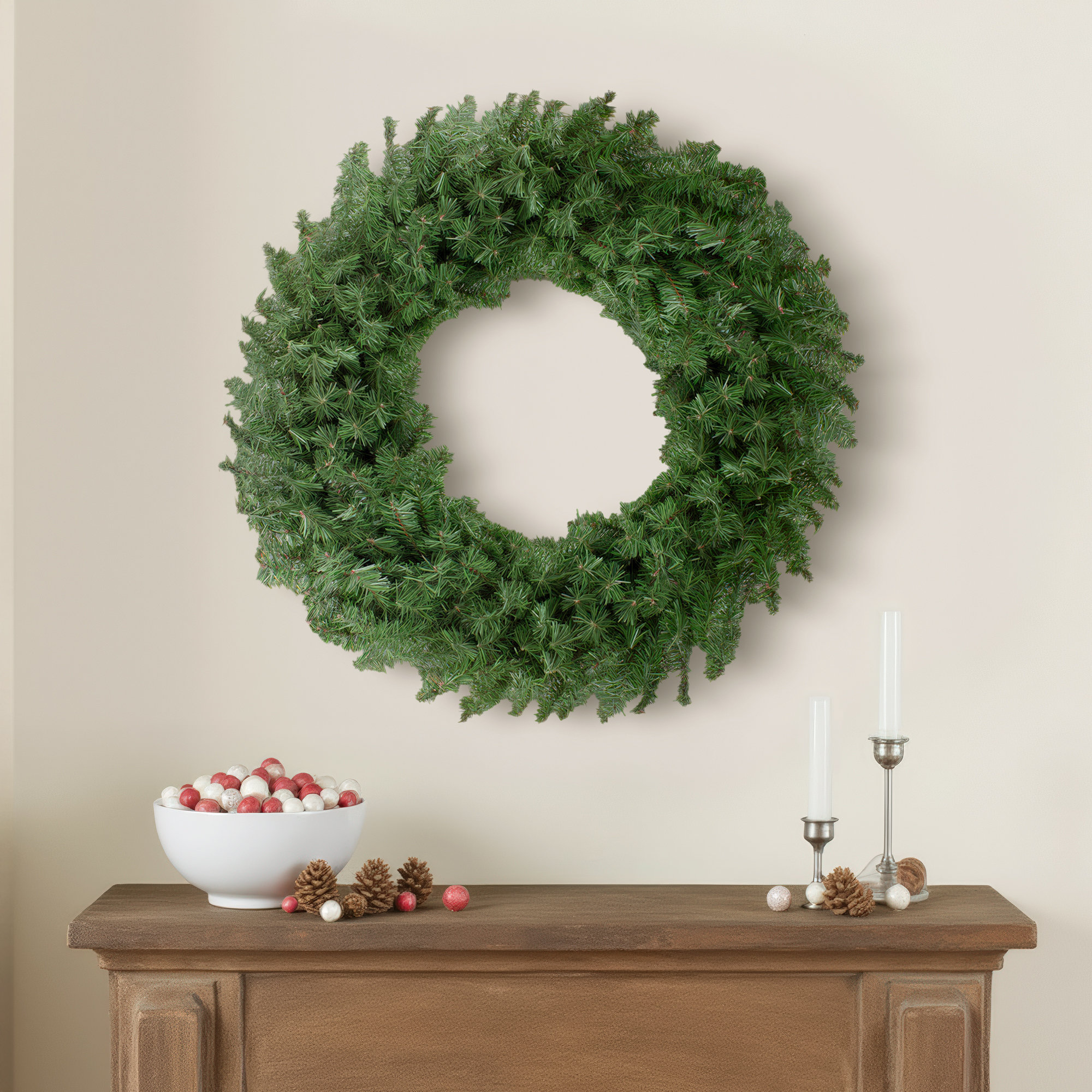 Canadian Pine Artificial Christmas Wreath Unlit, 24" H x 24" W x 5" D