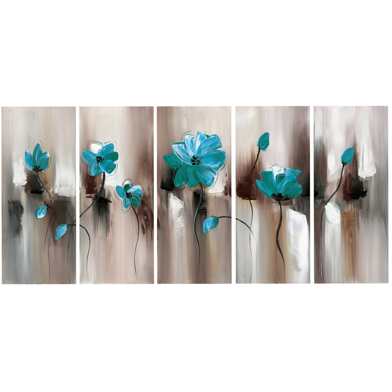 Art floral moderne vert turquoise - reproduction sur toile