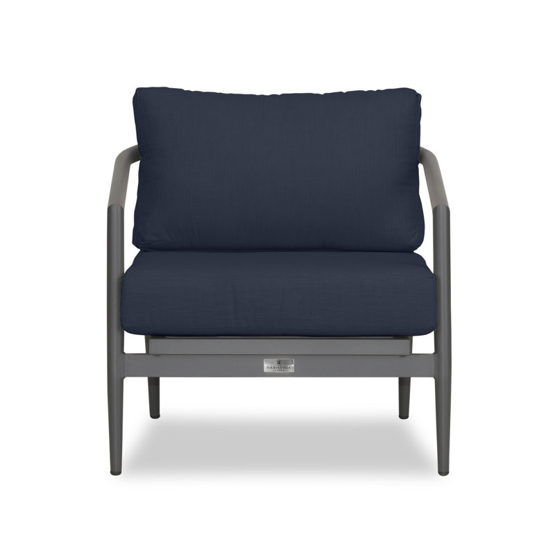 Delaine Powder Coated Aluminum Outdoor Lounge Chair , Sunbrella® Cushions Included, Spectrum Indigo Sunbrella®, Slate
