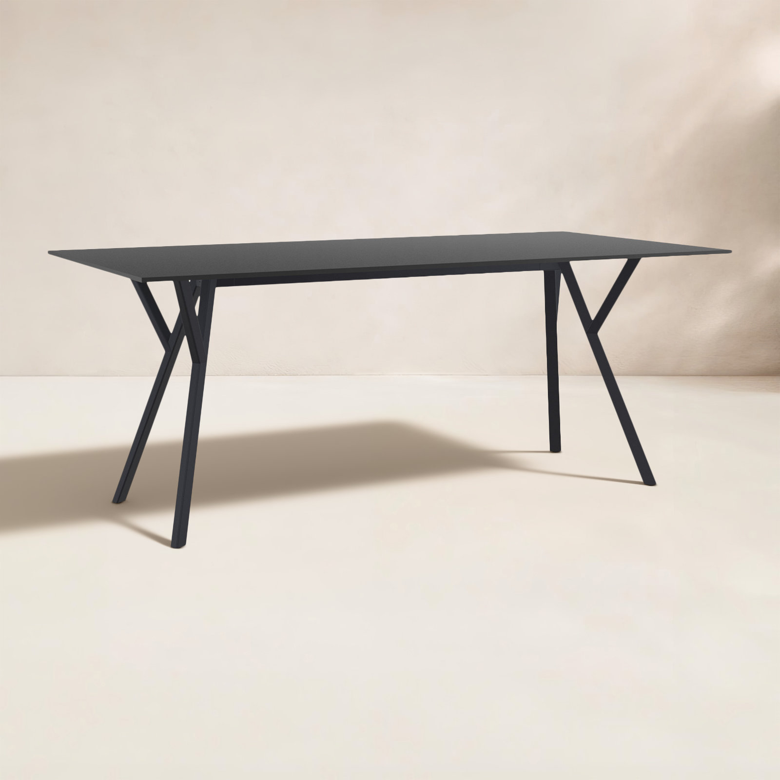 Pontus Synthetic Laminate Outdoor Dining Table, Black, 35.5'' W x 71'' L x 29.5'' H