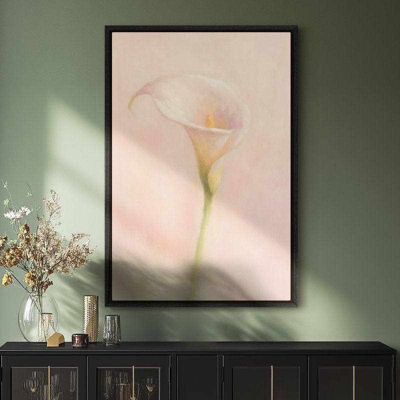 Art mural encadré sur toile - Lis muraux Calla pour chambre à coucher - 24 po x 36 po, H 36 po x l 24 po, Noir