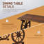 Rustic Solid Wood Patio Dining Table With Wheel Legs