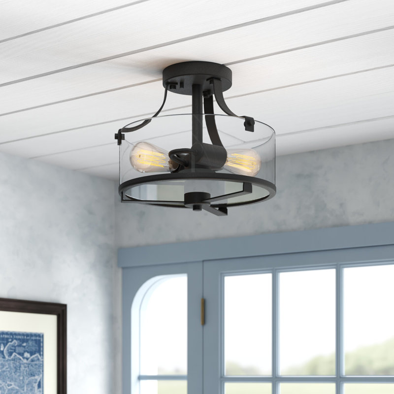 Plafonnier semi-encastré unique à 2 lumières 12,5 po Trimont