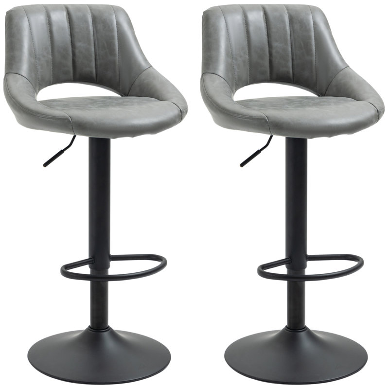 Ensemble de 2 tabourets de bar, tabourets de bar pivotants à hauteur réglable, base ronde en métal lourd et repose-pieds