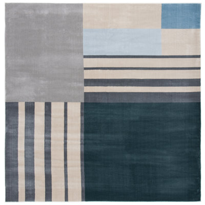 Aslin Geometric Beige/Green/Charcoal Area Rug