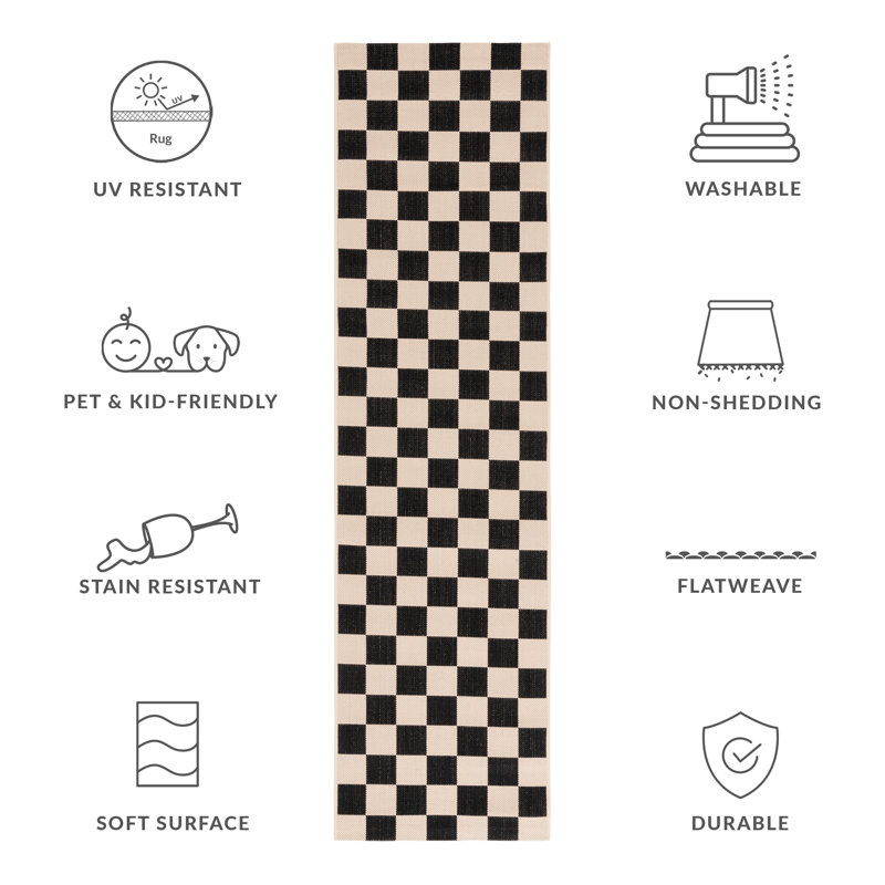 Tapis d'intérieur / extérieur à motif géométrique Monda Performance, Tapis de couloir 2 pi 3 po x 8 pi