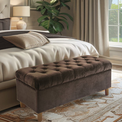 Velvet Upholstered Storage Bench