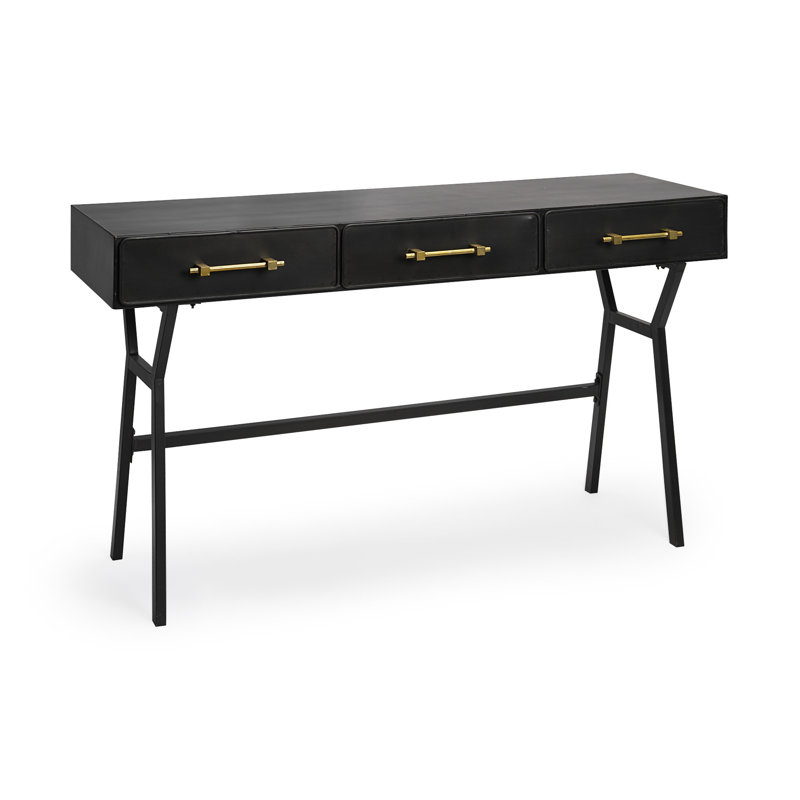 Bureau 51 po noir avec trois tiroirs