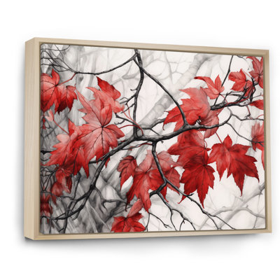 "Red Grey Leaves On Tree VII", reproduction d'art sur toile