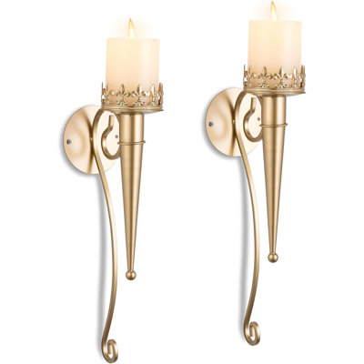 Wall Mounted Candle Holder In Gold