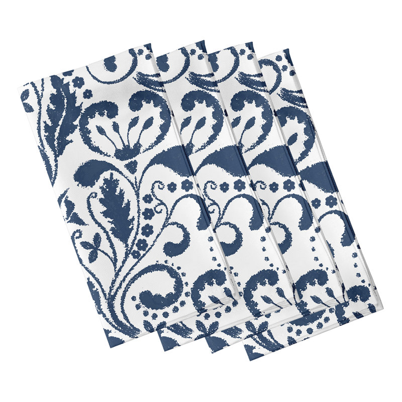 Rushton Polyester Floral Square Napkin, Blue