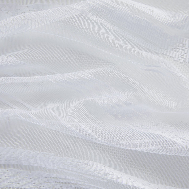 Broadway Striped Sheer Grommet Curtain Panel, 54" W x 54" L, White