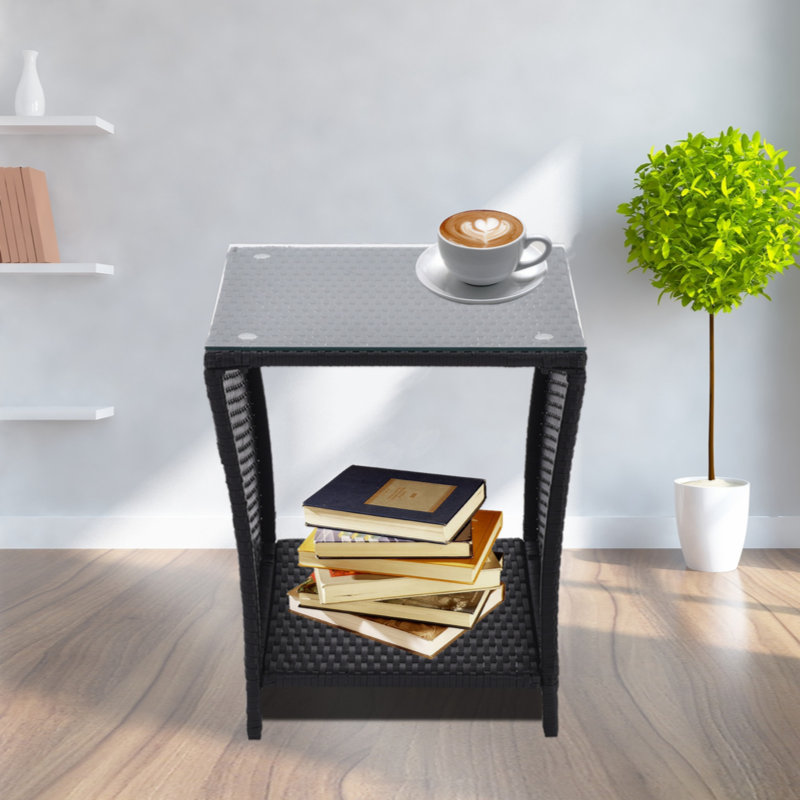 Table de bout Reghan, Blanc, Noir