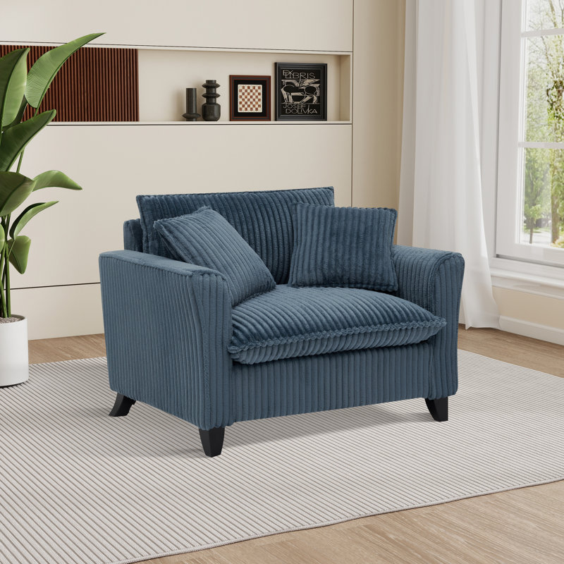 46.3" W Upholstered Accent Armchair With Pillows, Blue