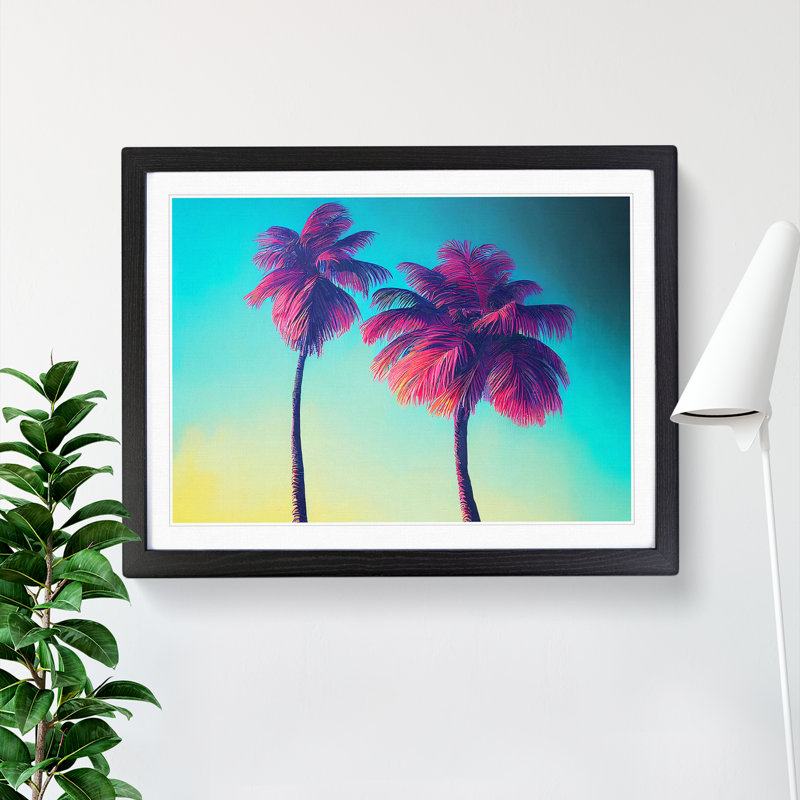 XH1022-6671X Painted Palm Trees Vol.1 - Single Picture Frame Painting, Black Framed, 34cm H x 46cm W x 2cm D