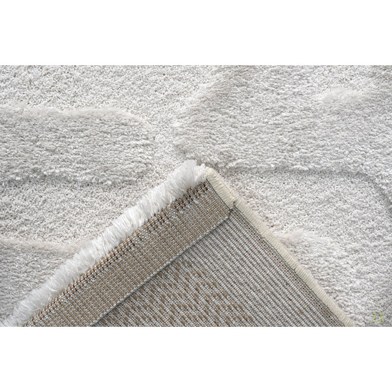 Tapis en polyester recyclé Lillian, Rectangle de 5 pi 3 po x 7 pi 6 po, Ivoire ivoire
