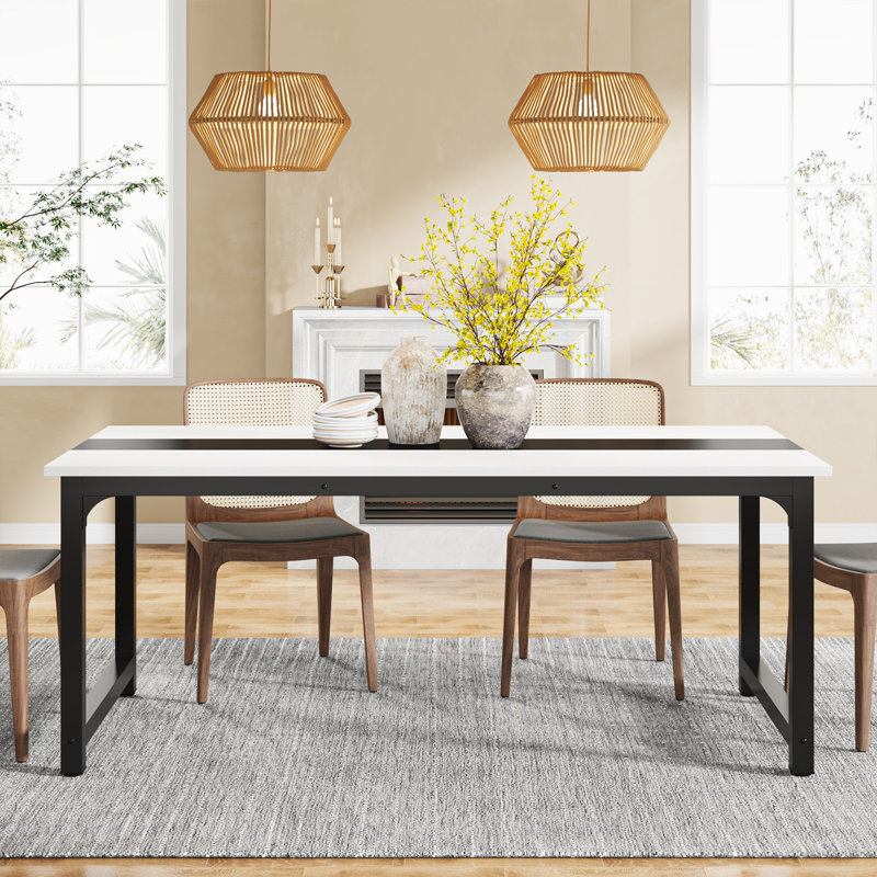 Metal Base Dining Table, White