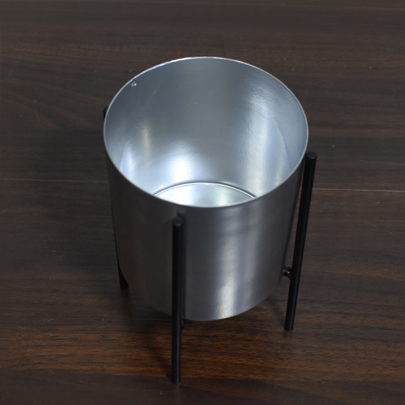 Handmade Metal Pot Planter, Silver