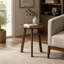 Table d'appoint ronde, table de bout en bois massif à 3 pieds, petite table d'appoint moderne pour le salon, table de chevet compacte pour les petits espaces