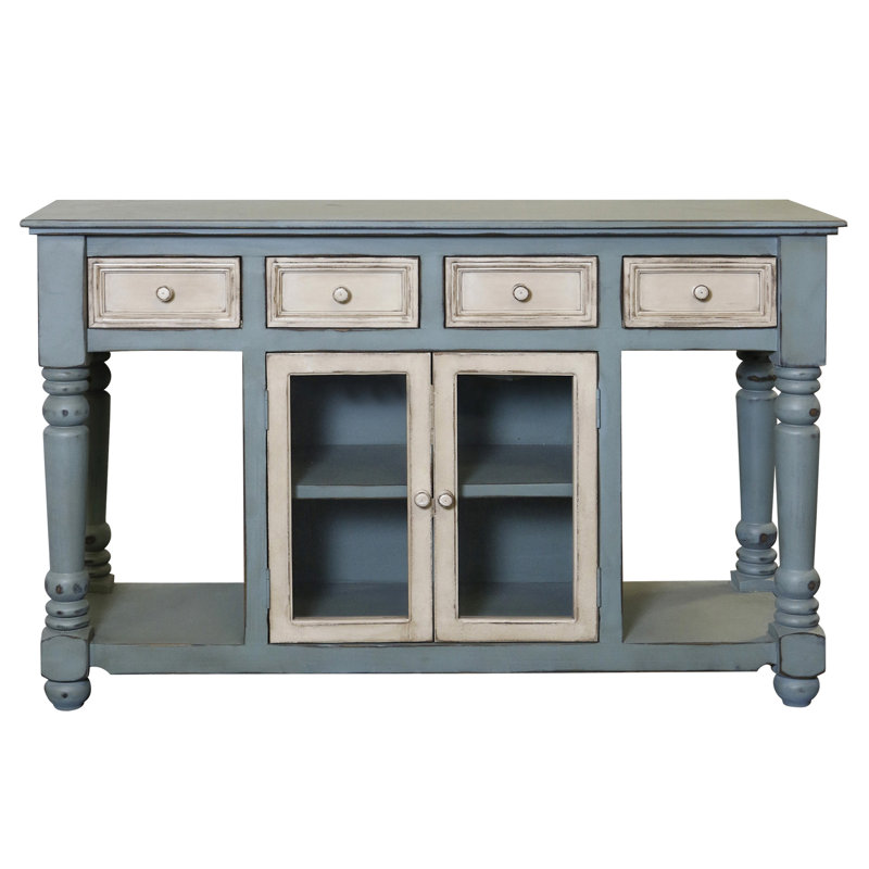 Two-Door Buffet with Four Drawers - Turquoise