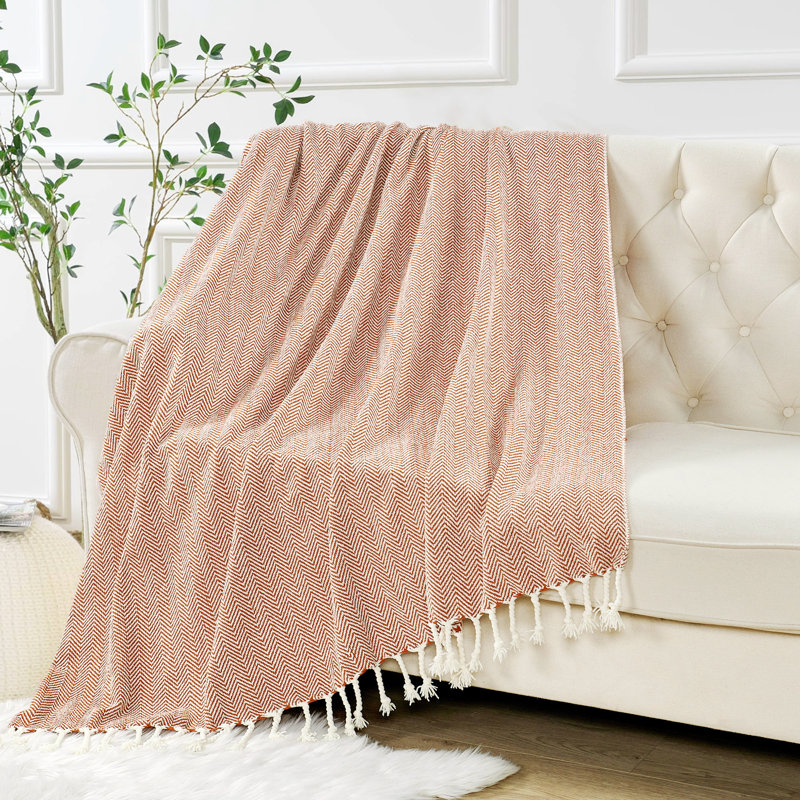 Knitted Throw Blanket, Rust