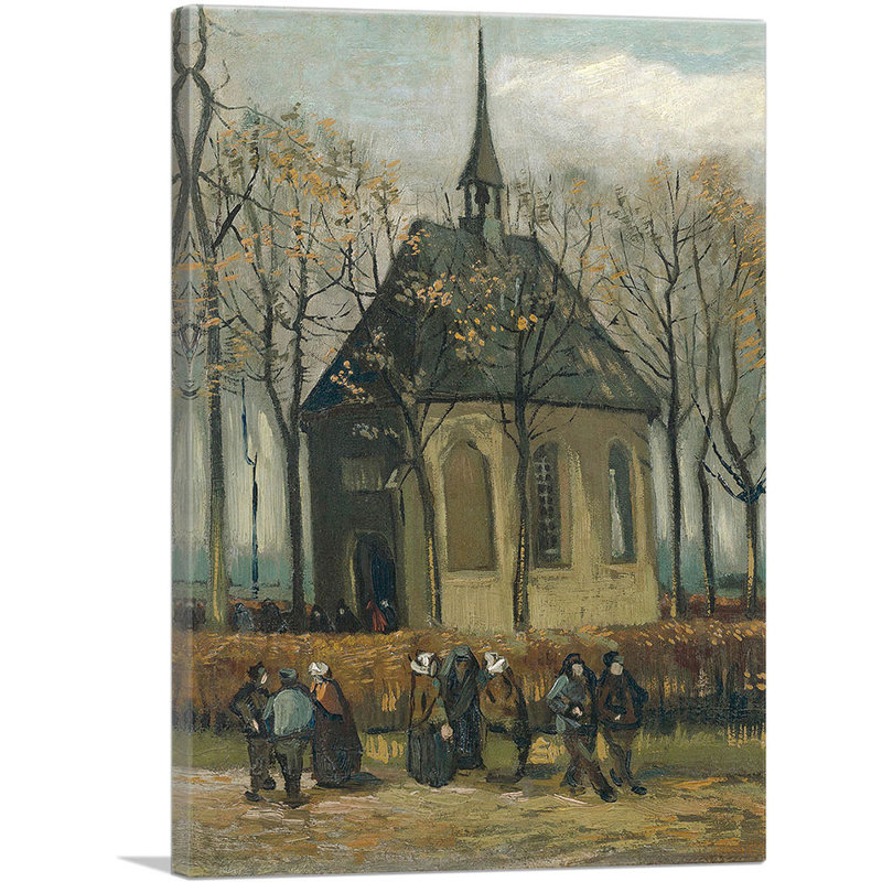 «Congregation Leaving The Reformed Church of Nuenen 1885» par Vincent Van Gogh - peinture sur toile tendue