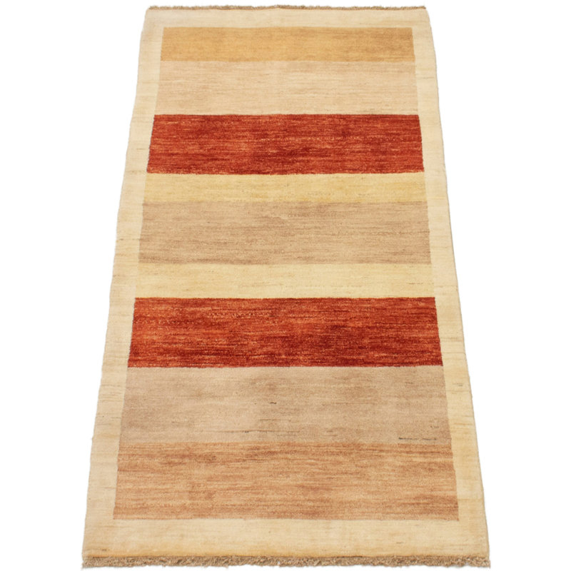 Tapis de la zone en laine rouge/crème 3 pi 3 po x 6 pi 9 po one-of-kind à la main-noué la 2010 Fatimah
