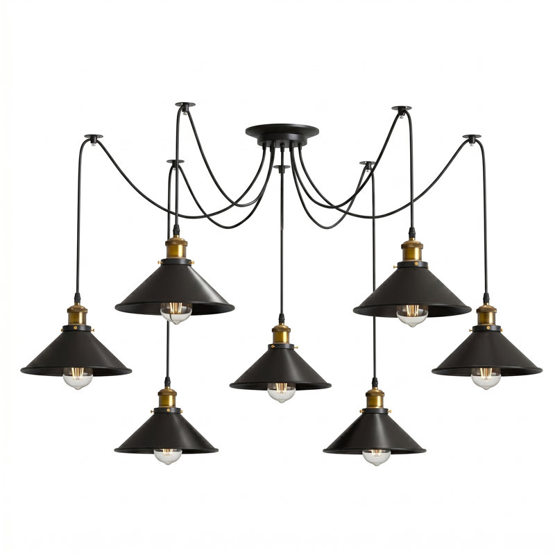 Roy 7 - Light Cluster Pendant, Black