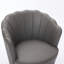 Chaise pivotante à pétales grise - base en métal pivotant à 360 °, fauteuil de bureau à oreilles en cuir véritable grain supérieur, siège de bureau incurvé à conception cannelée-1762410975