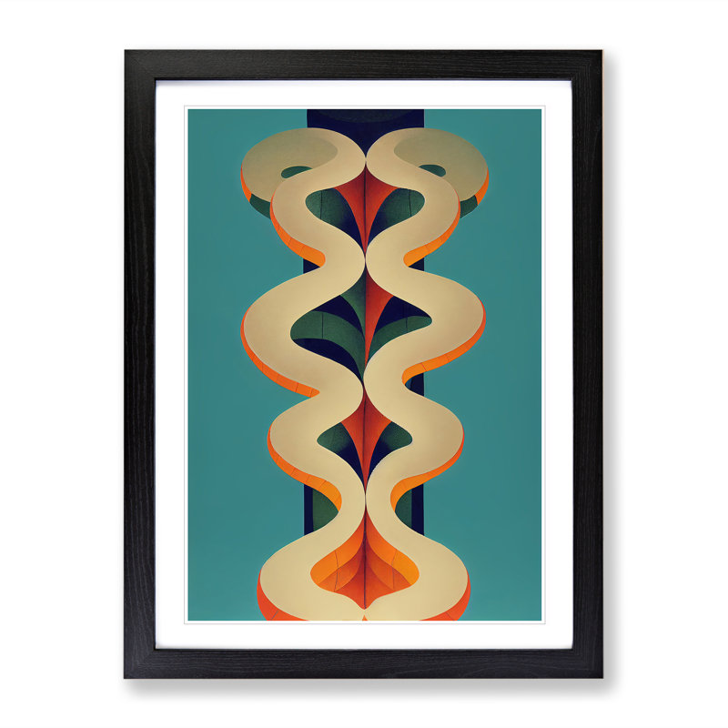XV1022-401X Abstract Snake Art No.4 - Single Picture Frame Print, 64cm H x 46cm W x 2cm D, Black